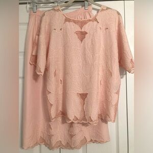 NWT Embroidered and Crochet Lace Blouse and Skirt Set